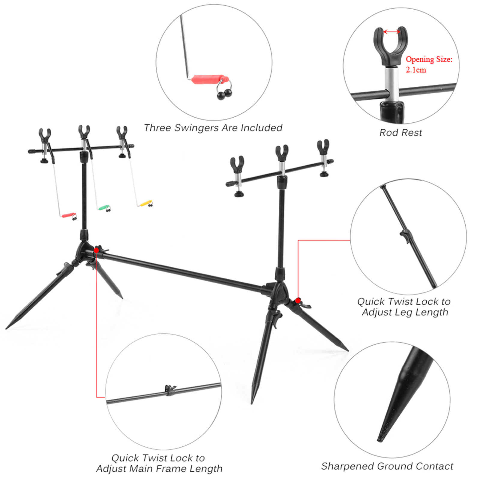 Lixada 3-in-1 Fishing Rod Pod  - Fish Alarm 评论和价格